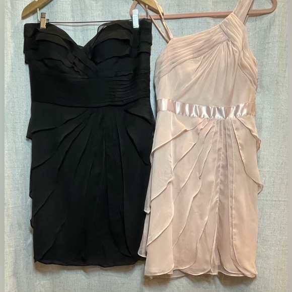 ADRIANNA PAPELL pale pink one shoulder pleated petal design formal dress. 2 - Picture 6 of 6